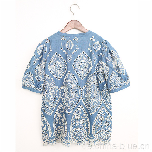 Damenbrodery Shortsleeve Bluse